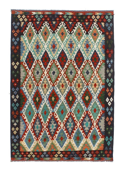 Taimany - Tappeto Tribale in Lana Multicolore - Fatto a Mano 147x90cm - CarpetLiving