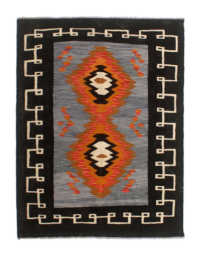 Tappeto Kilim moderno in lana multicolore 197x157cm
