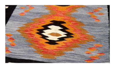 Tappeto Kilim moderno in lana multicolore 197x157cm