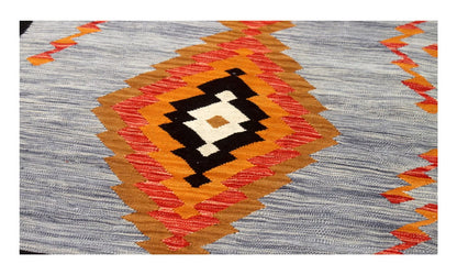Tappeto Kilim moderno in lana multicolore 203x153cm