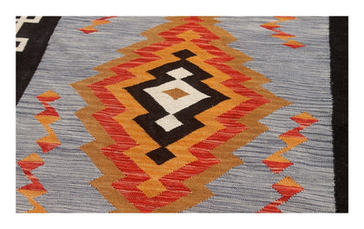Tappeto Kilim moderno in lana multicolore 206x150cm - CarpetLiving