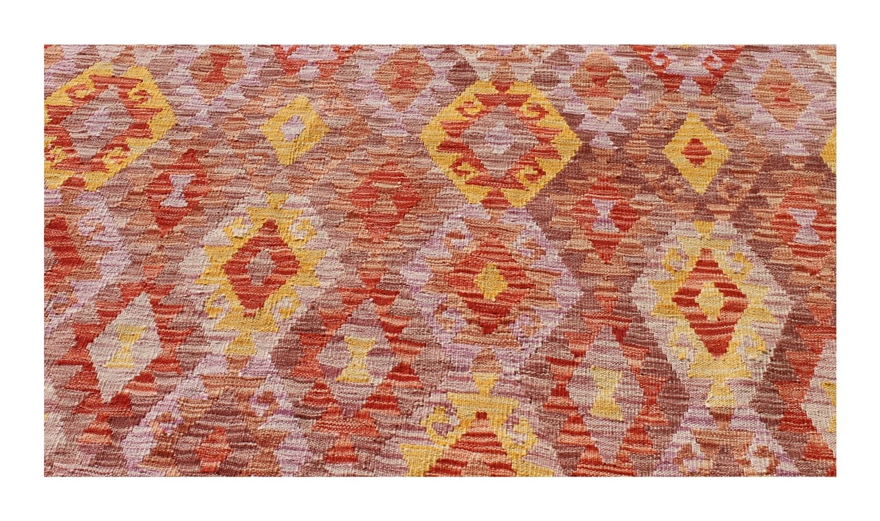 Tappeto Kilim Kaudani Afghan fatto a mano multicolore 294x203cm