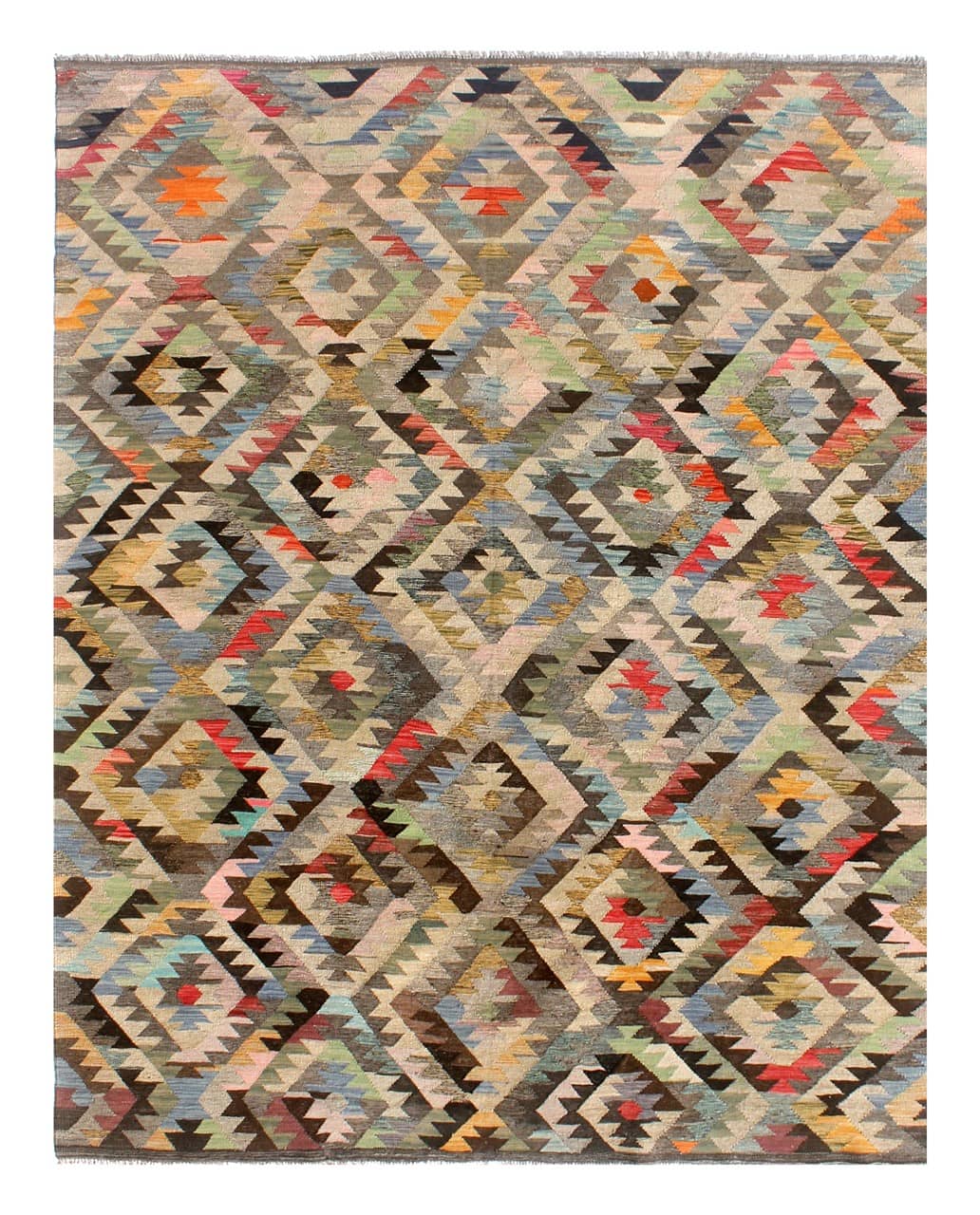 Tappeto Kilim Kaudani Afghan fatto a mano multicolore 297x207cm