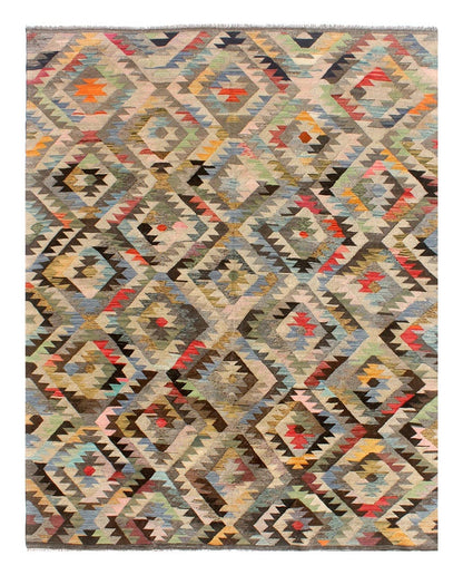Tappeto Kilim Kaudani Afghan fatto a mano multicolore 297x207cm