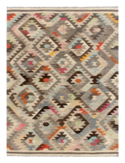 Tappeto Kilim Kaudani Afghan fatto a mano multicolore 300x202cm