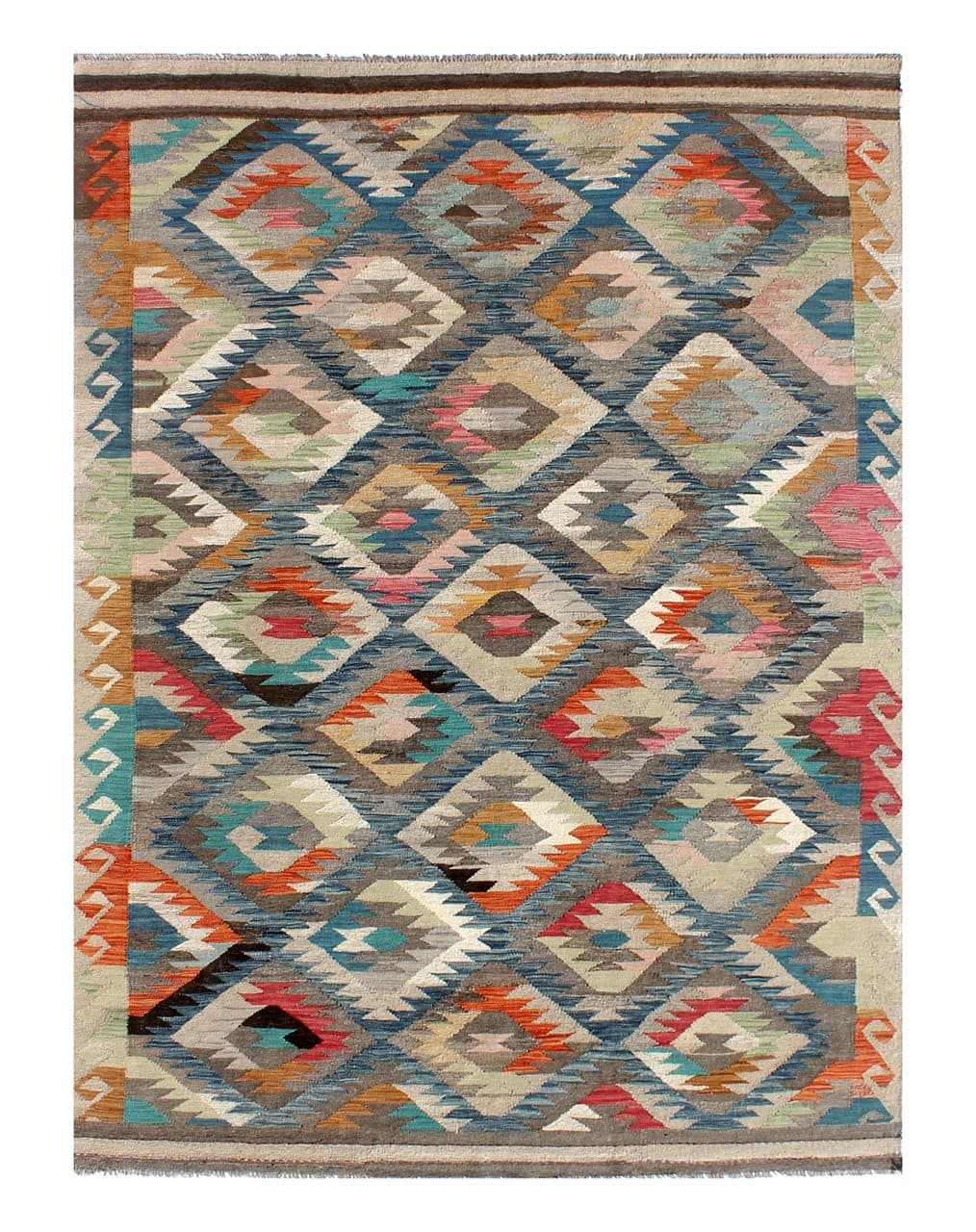 Tappeto Kilim Kaudani Afghan fatto a mano multicolore 300x200cm