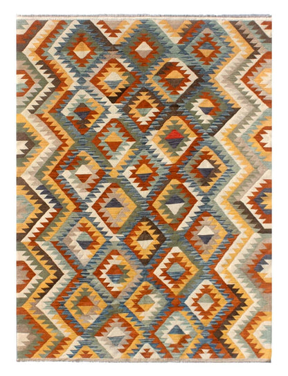 Tappeto Kilim Kaudani Afghan fatto a mano multicolore 299x209cm