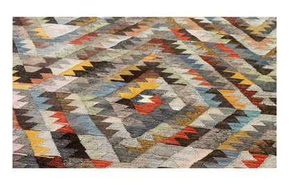 Tappeto Kilim Kaudani Afghan fatto a mano multicolore 342x247cm