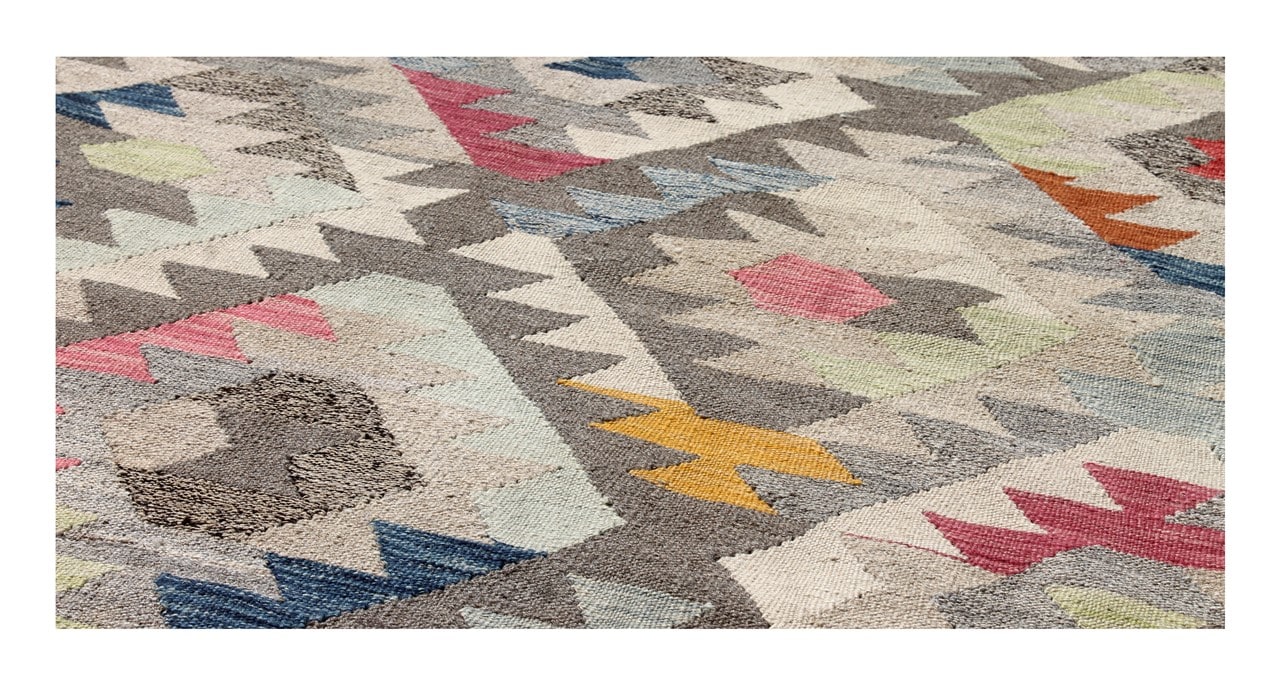 Tappeto Kilim Kaudani Afghan fatto a mano multicolore 300x203cm