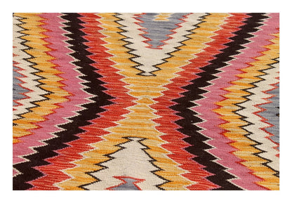 Tappeto Kilim moderno in lana multicolore 143x104cm