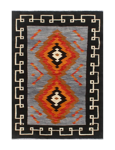 Tappeto Kilim moderno in lana multicolore 201x149cm - CarpetLiving