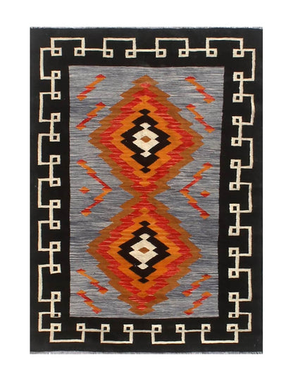 Modern wool Kilim carpet multi 201x149cm