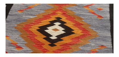 Tappeto Kilim moderno in lana multicolore 201x149cm - CarpetLiving