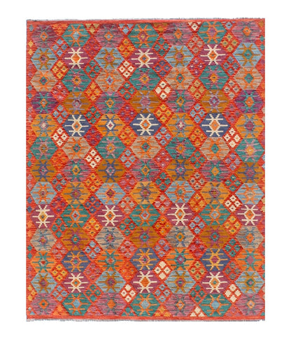 Tappeto Kilim Kaudani Afghan fatto a mano multicolore 302x255cm