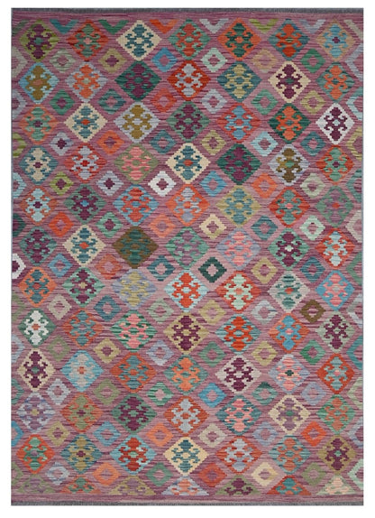 Tappeto Kilim Kaudani Afghan fatto a mano multicolore 294x234cm