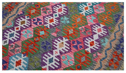 Tappeto Kilim Kaudani Afghan fatto a mano multicolore 300x204cm