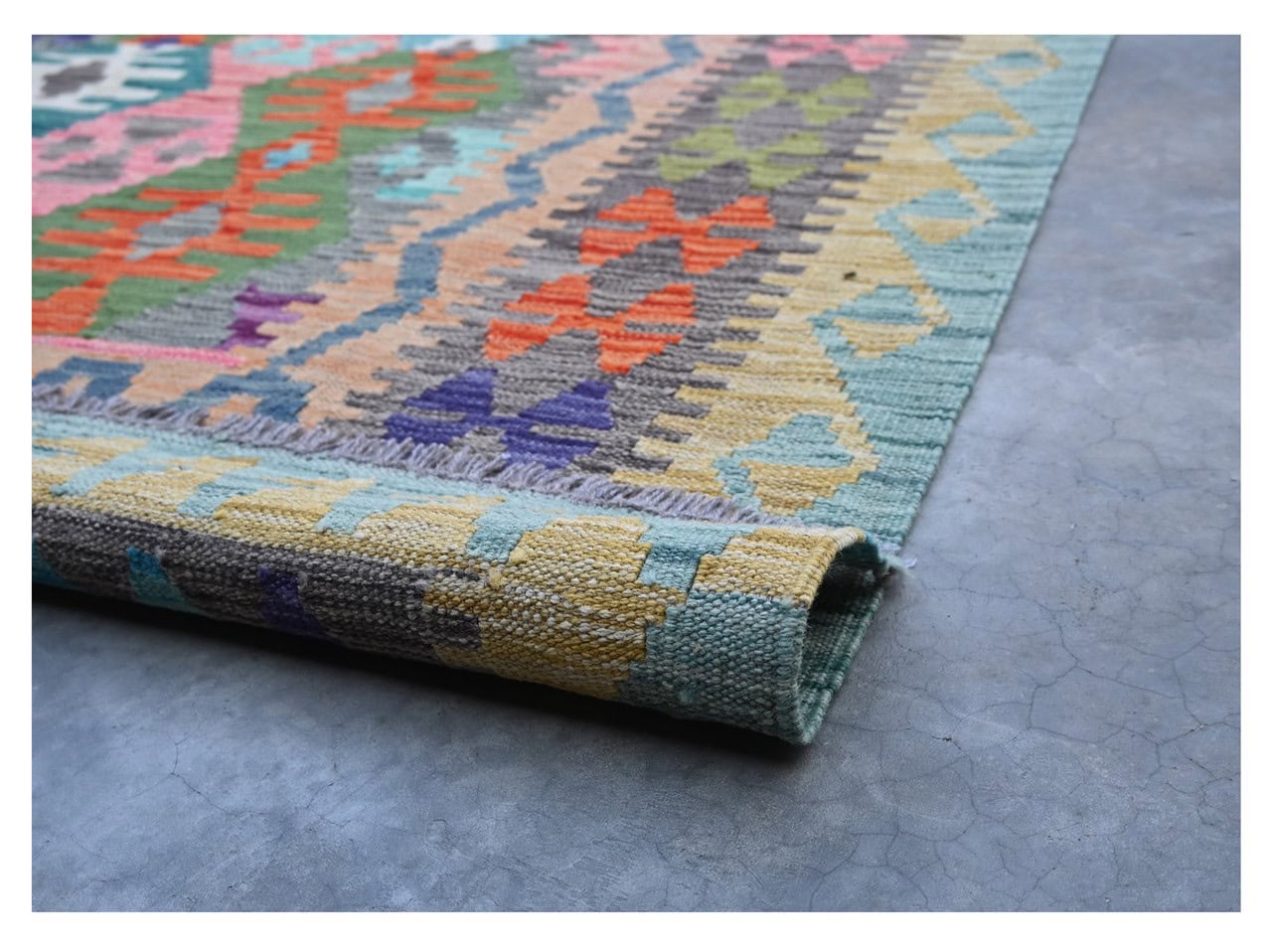 Tappeto Kilim Kaudani Afghan fatto a mano multicolore 300x204cm