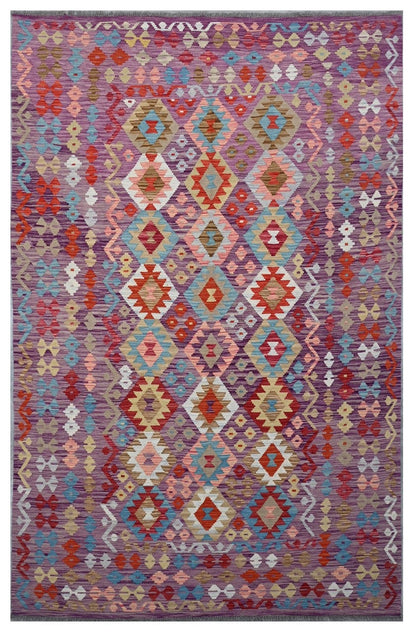 Tappeto Kilim Kaudani Afghan fatto a mano multicolore 311x197cm