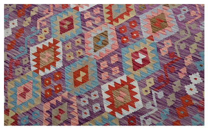 Tappeto Kilim Kaudani Afghan fatto a mano multicolore 311x197cm