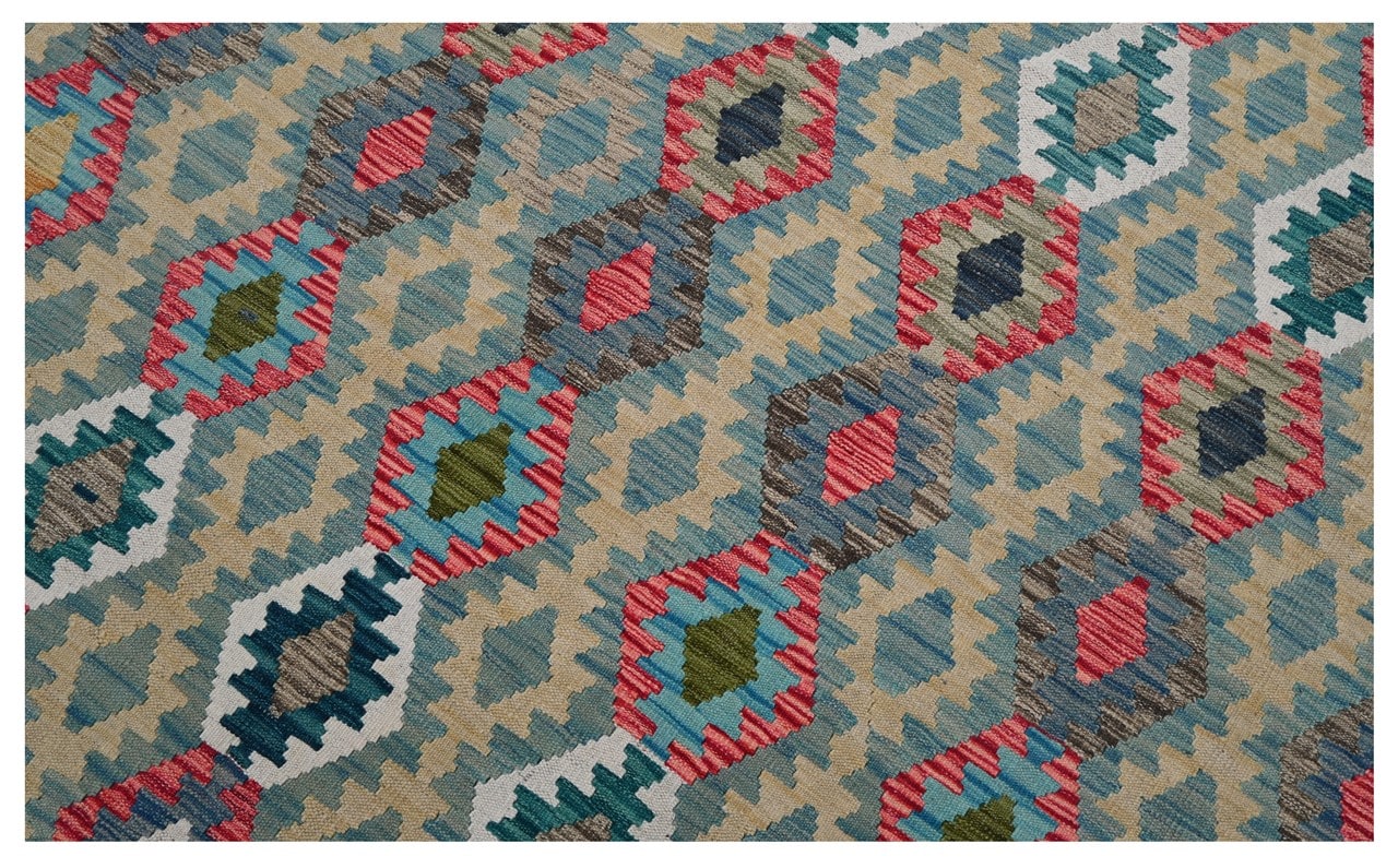 Tappeto Kilim Kaudani Afghan fatto a mano multicolore 295x210cm