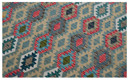 Tappeto Kilim Kaudani Afghan fatto a mano multicolore 295x210cm