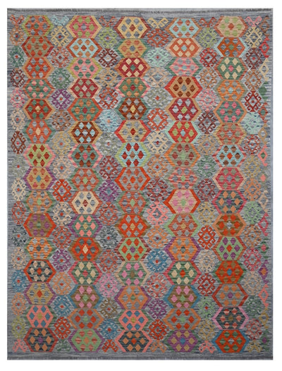 Tappeto Kilim Kaudani Afghan fatto a mano multicolore 345x256cm - CarpetLiving