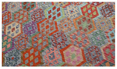 Tappeto Kilim Kaudani Afghan fatto a mano multicolore 345x256cm - CarpetLiving