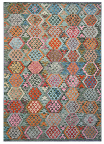 Tappeto Kilim Kaudani Afghan fatto a mano multicolore 304x210cm - CarpetLiving