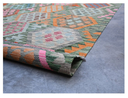 Tappeto Kilim Kaudani Afghan fatto a mano multicolore 304x210cm