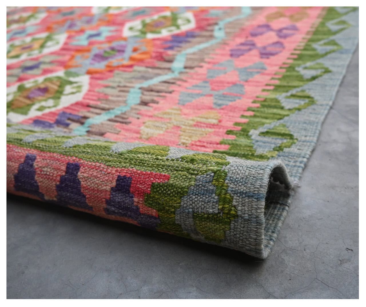 Tappeto Kilim Kaudani Afghan fatto a mano multicolore 300x208cm