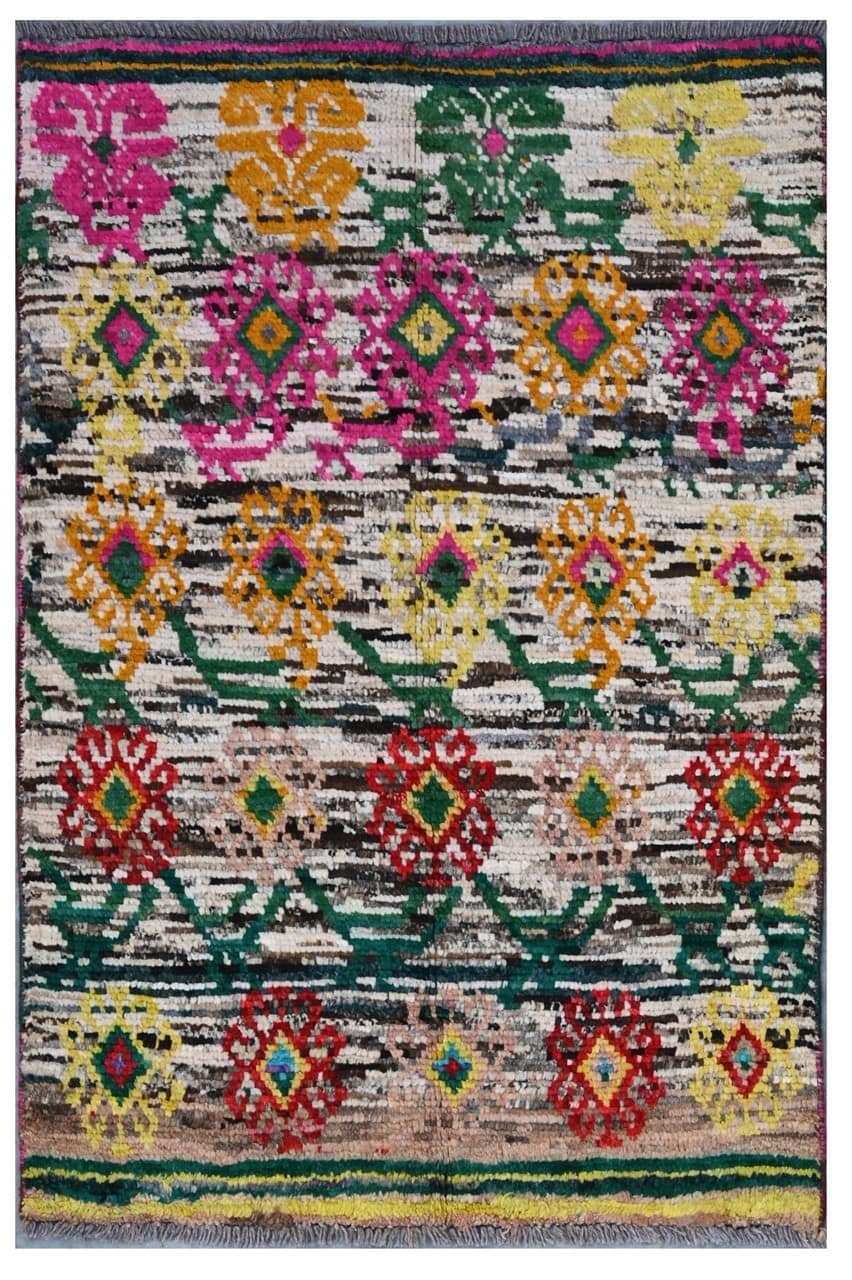 Taimany - Multicolor Tribal Wool Rug - Hand-Knotted 117x76cm