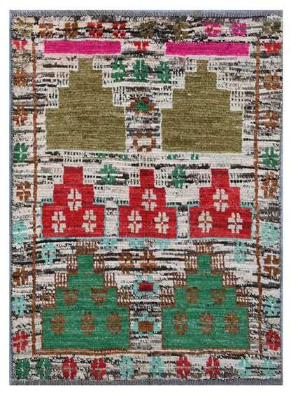 Taimany - Multicolor Tribal Wool Rug - Hand-Knotted 112x79cm