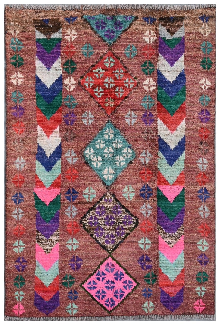 Taimany - Multicolor Tribal Wool Rug - Hand-Knotted 114x74cm