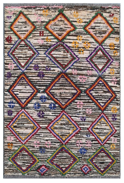 Taimany - Tappeto Tribale in Lana Multicolore - Fatto a Mano 114x74cm