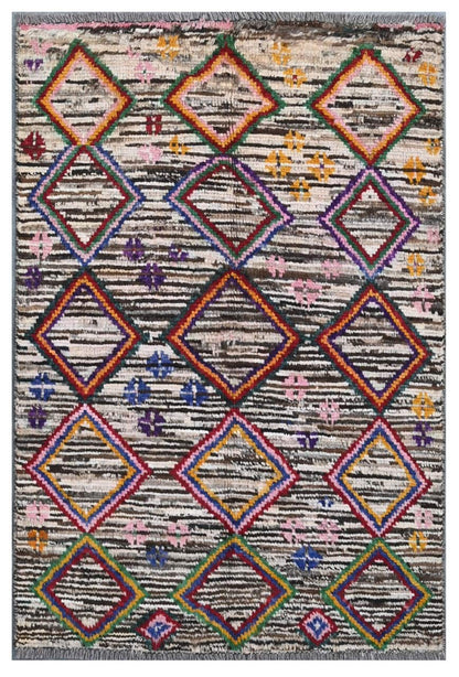 Taimany - Multicolor Tribal Wool Rug - Hand-Knotted 114x74cm