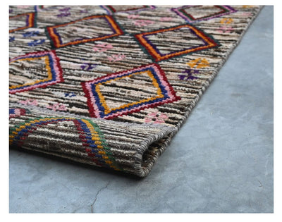 Taimany - Tappeto Tribale in Lana Multicolore - Fatto a Mano 114x74cm