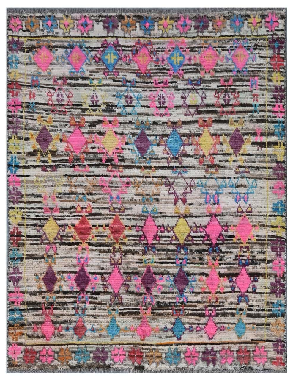 Taimany - Multicolor Tribal Wool Rug - Hand-Knotted 130x102cm