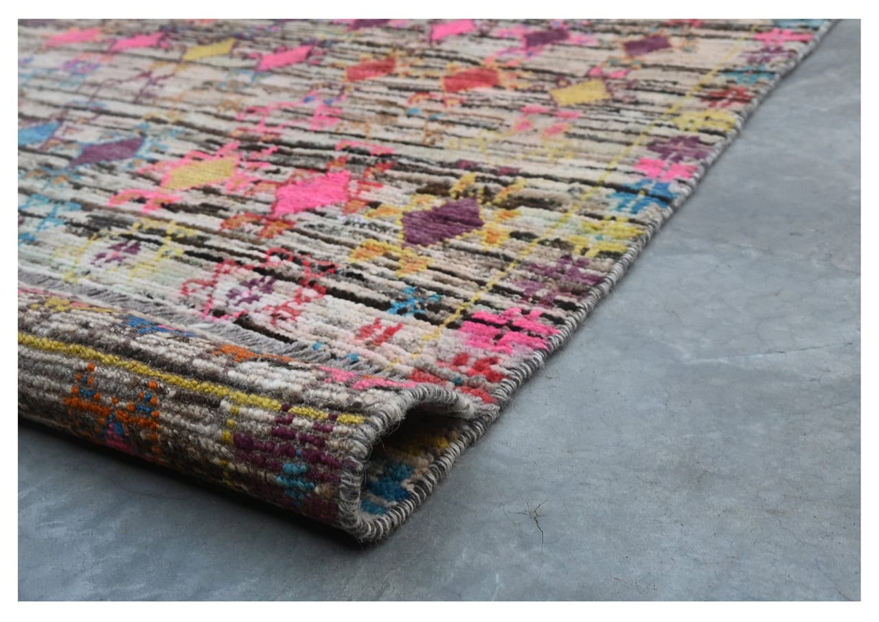 Taimany - Multicolor Tribal Wool Rug - Hand-Knotted 130x102cm