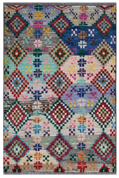Taimany - Multicolor Tribal Wool Rug - Hand-Knotted 120x79cm