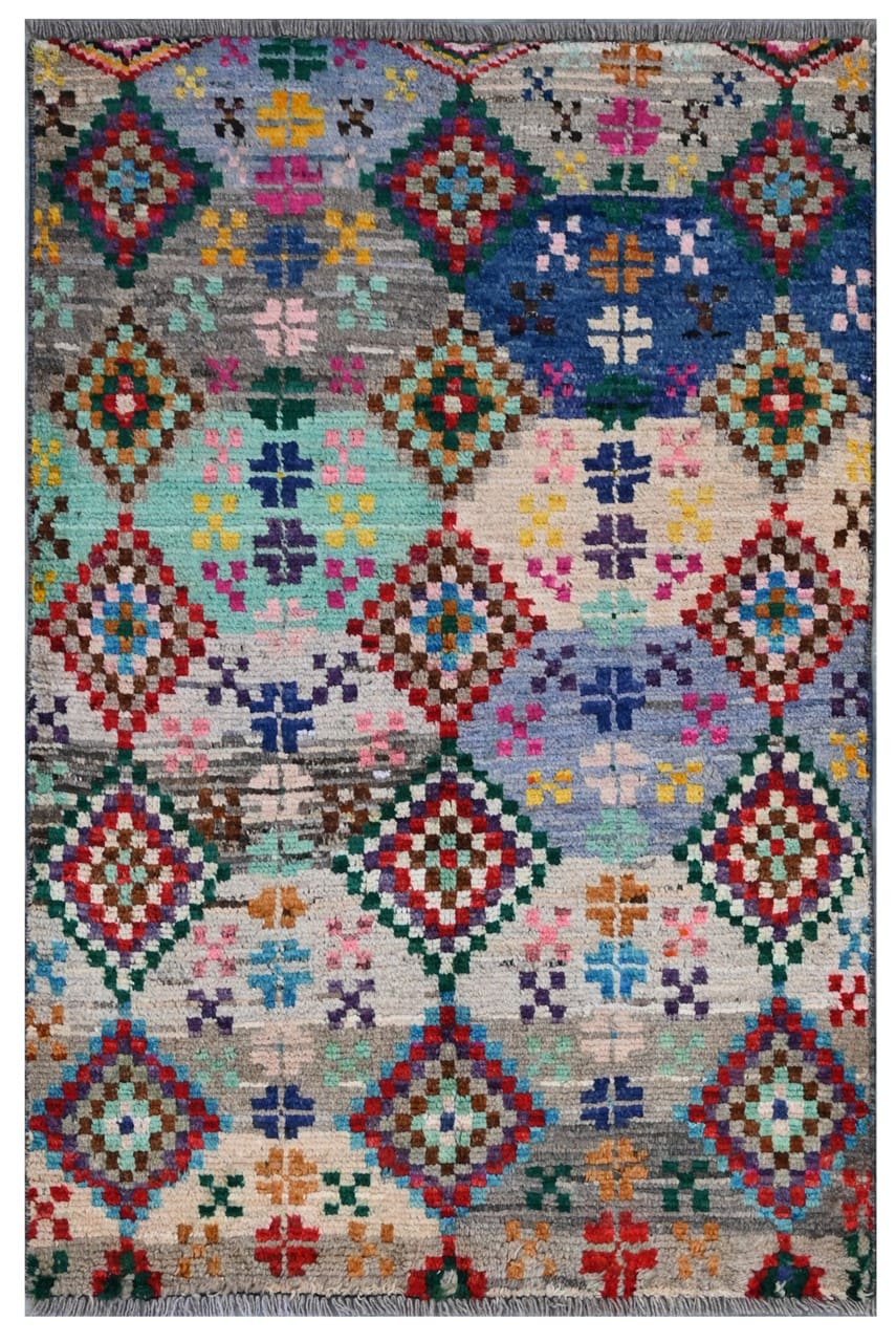 Taimany - Multicolor Tribal Wool Rug - Hand-Knotted 120x79cm
