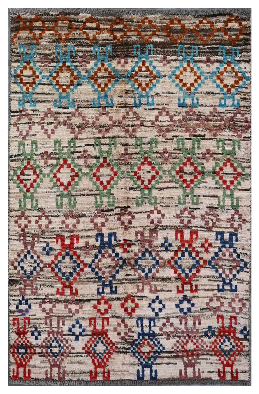 Taimany - Multicolor Tribal Wool Rug - Hand-Knotted 145x95cm