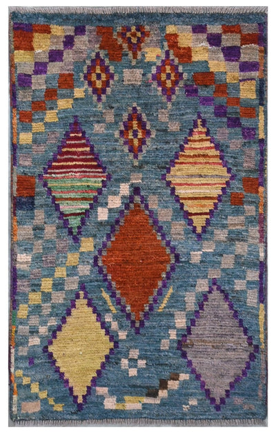 Taimany - Tappeto Tribale in Lana Multicolore - Fatto a Mano 116x71cm