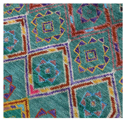Taimany - Multicolor Tribal Wool Rug - Hand-Knotted 198x78cm