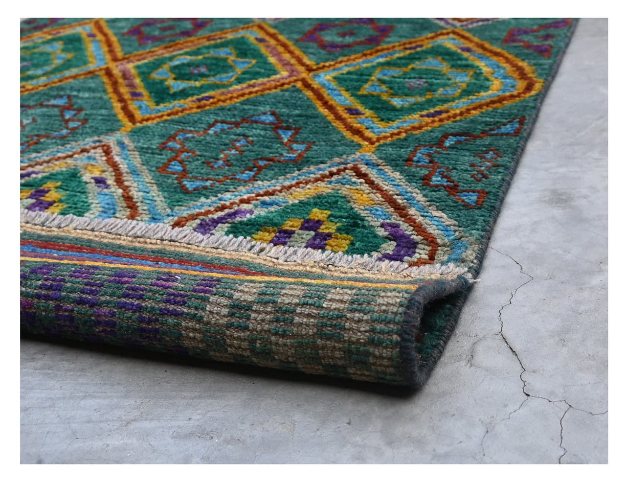 Taimany - Multicolor Tribal Wool Rug - Hand-Knotted 198x78cm