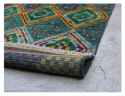 Taimany - Tappeto Tribale in Lana Multicolore - Fatto a Mano 198x78cm - CarpetLiving
