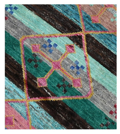 Taimany - Multicolor Tribal Wool Runner Rug - Hand-Knotted 297x76cm
