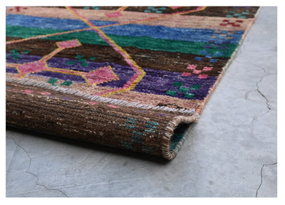 Taimany - Tappeto Passatoia Tribale in Lana Multicolore - Fatto a Mano 297x76cm