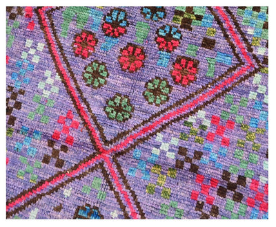 Tappeto tribale viola in lana, fatto a mano, 119x76 cm - CarpetLiving
