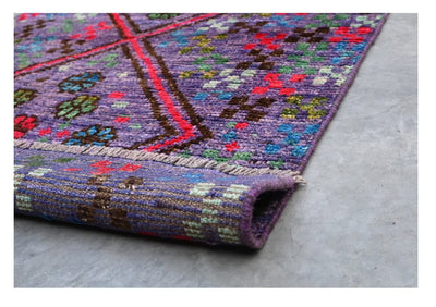 Tappeto tribale viola in lana, fatto a mano, 119x76 cm - CarpetLiving