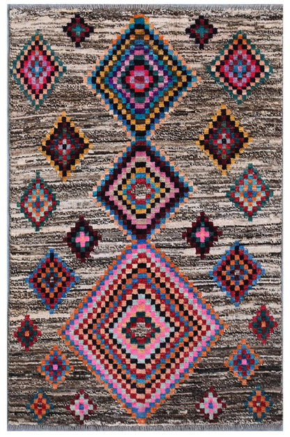 Taimany - Multicolor Tribal Wool Rug - Hand-Knotted 136x86cm
